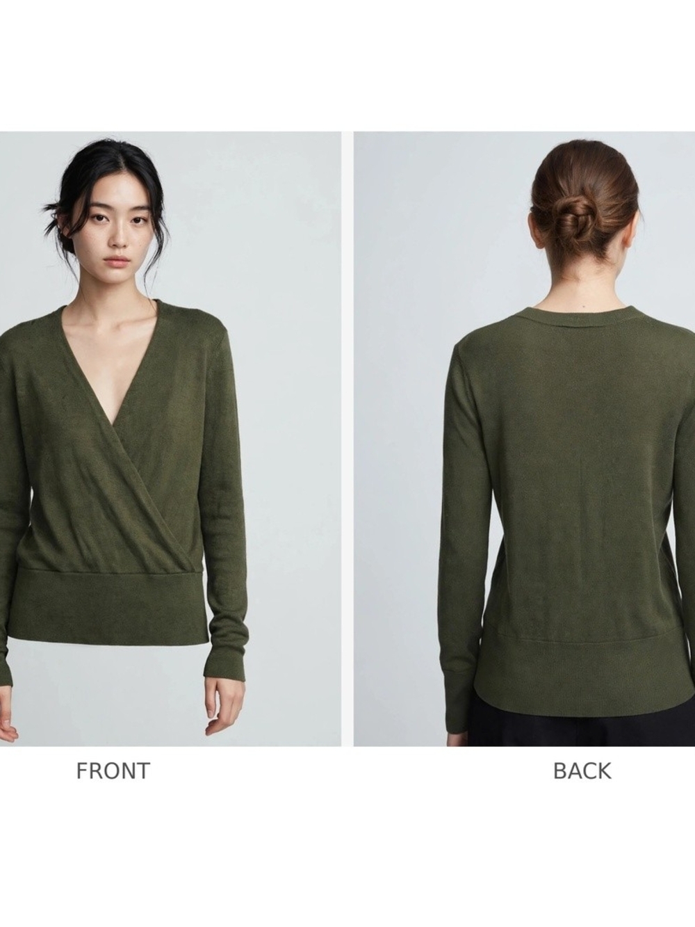 Ann Taylor Olive Green Wrap Sweater Size M